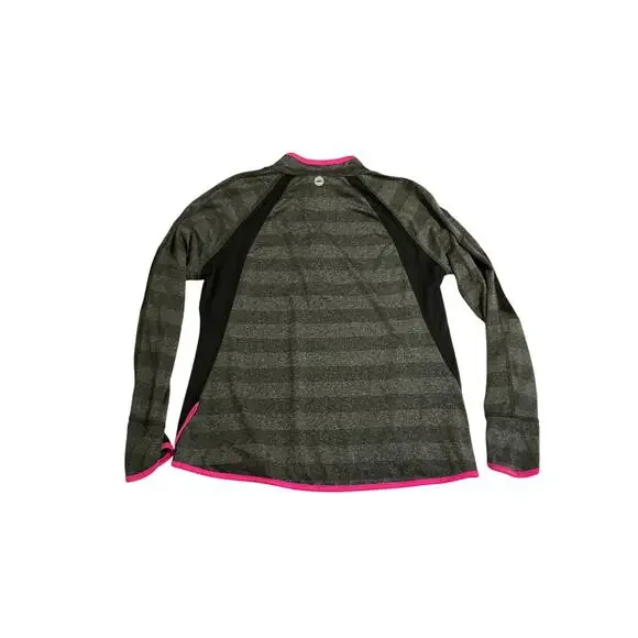 Avia Women’s Gray Striped Long Sleeve Quarter-Zip Pullover Top Size Large - Picture 7 of 11